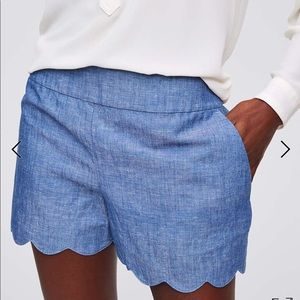 LOFT Scalloped Chambray Shorts